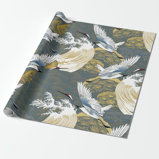 Papier Cadeau Motif japonais. Arrière - plan à motif traditionne (Déroulé)