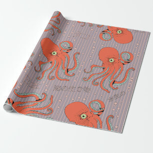 Papier Cadeau Motif japonais de poulpe