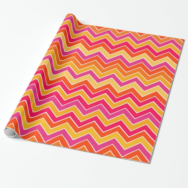 Papier Cadeau Motif jaune rose quotidien de zigzag de Chevron (Déroulé)