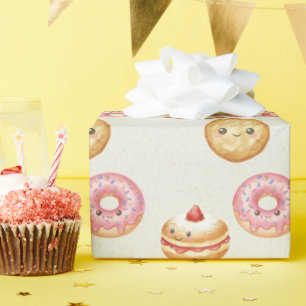 Papier Cadeau Motif Joyeux Hanukkah - Jolies Donuts