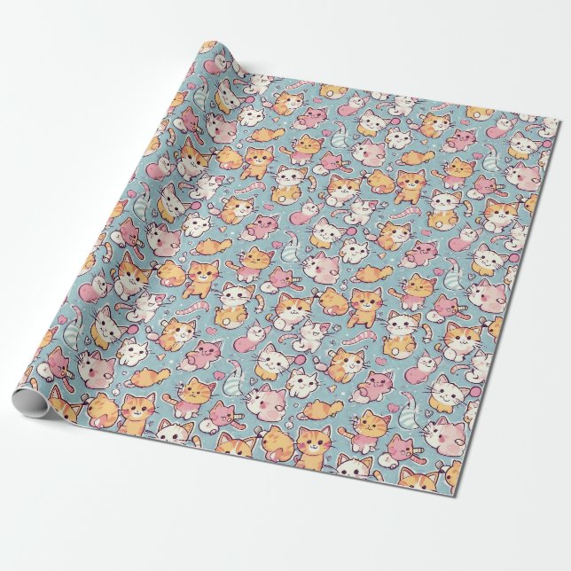 Papier Cadeau Motif Kittens (Déroulé)