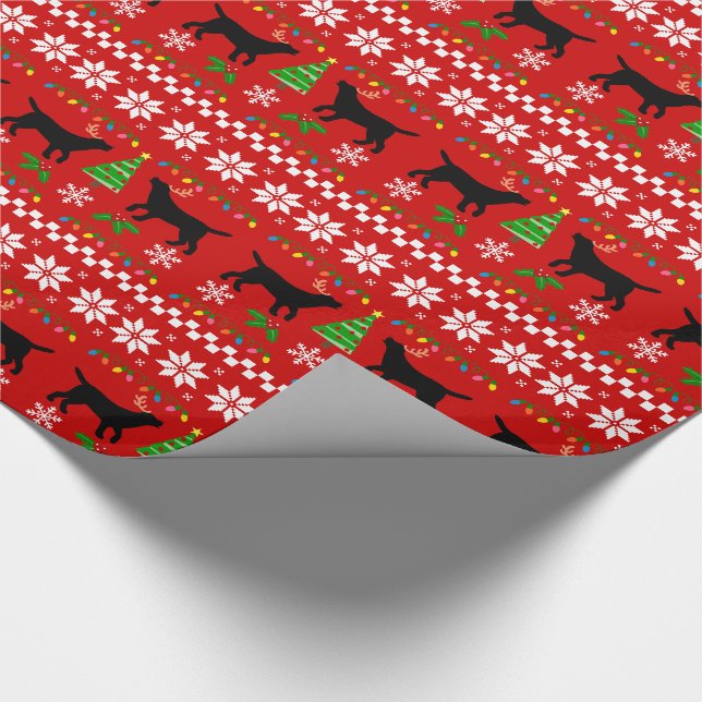Papier Cadeau Motif laid noir de Noël de Labrador (Coin)