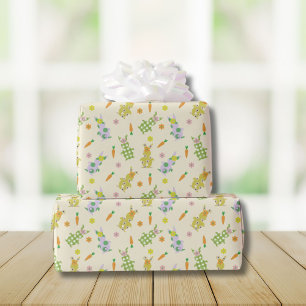 Papier Cadeau Motif lapin et carotte de Pâques
