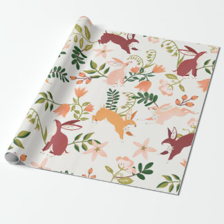 Papier Cadeau Motif lapin mignon et jouant