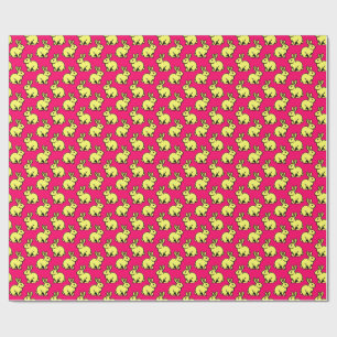Papier Cadeau Motif lapins - Lt Jaune, Noir et Rouge néon