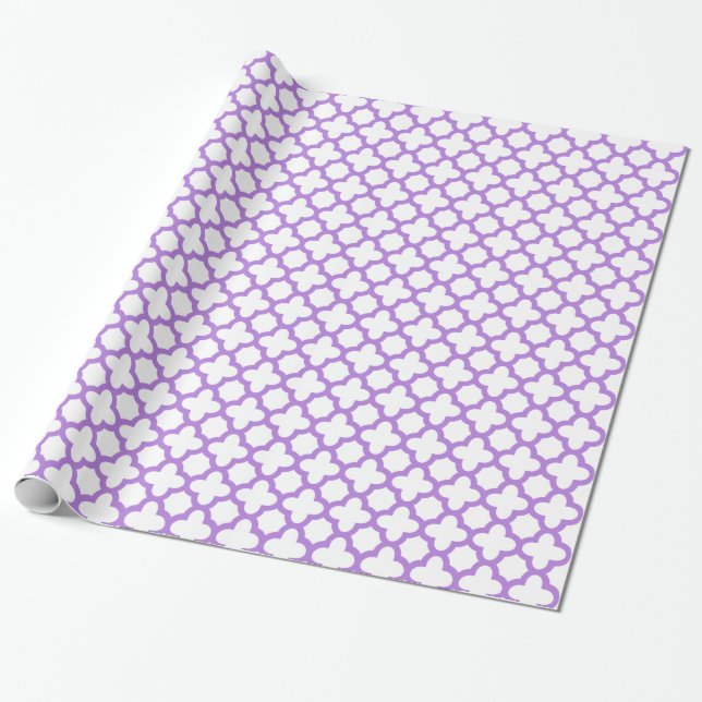 Papier Cadeau Motif Lavender Quatrefoil (Déroulé)
