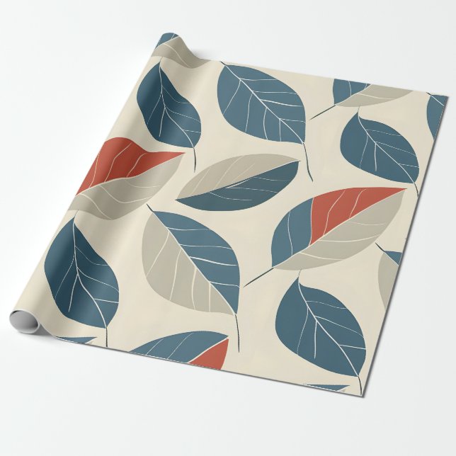 Papier Cadeau Motif Leaf moderne (Déroulé)