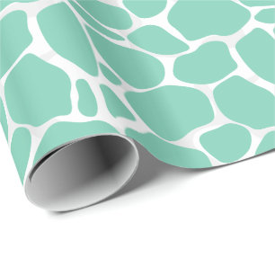 Papier Cadeau Motif Léopard Abstrait Blanc Et Mint-Vert