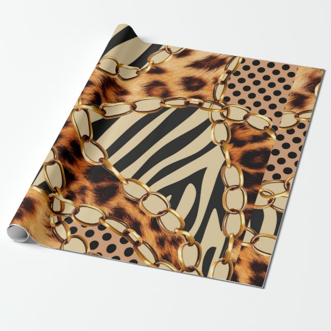 Papier Cadeau Motif léopard, Empreinte de léopard, Poster de ani (Déroulé)