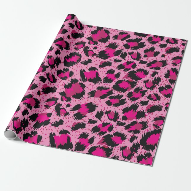 Papier Cadeau Motif léopard rose luxueux sans charme. (Déroulé)