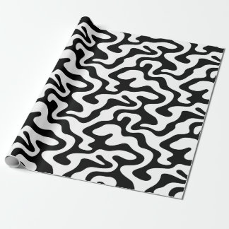 Papier Cadeau Motif liquide abstrait blanc et noir
