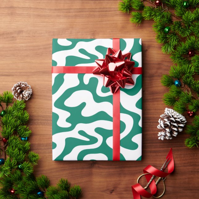 Papier Cadeau Motif liquide abstrait Pepper Green (Cadeau de vacances)