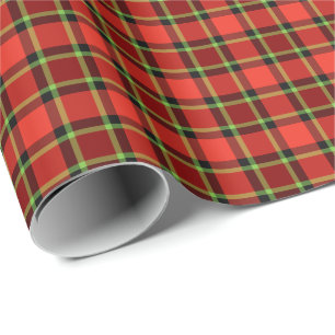 Papier Cadeau Motif lumineux de plaid de Noël de rouge et de