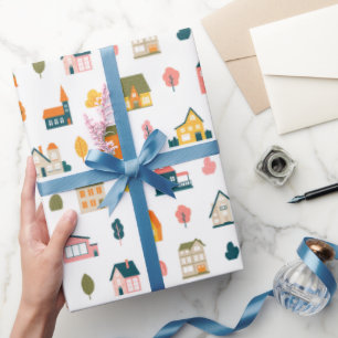 Papier Cadeau Motif Maisons mures