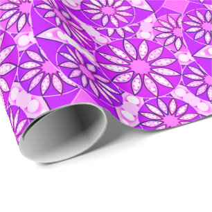 Papier Cadeau Motif mandala, violet, orchidée et rose