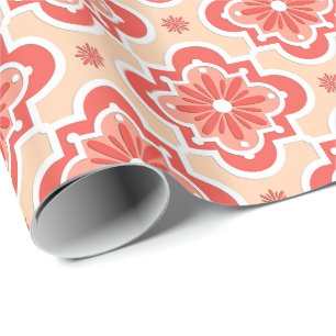 Papier Cadeau Motif marocain de tuile - nuances de l'orange de