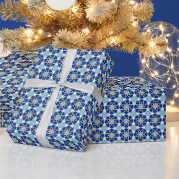 Papier Cadeau Motif marocain géométrique islamique en bleu