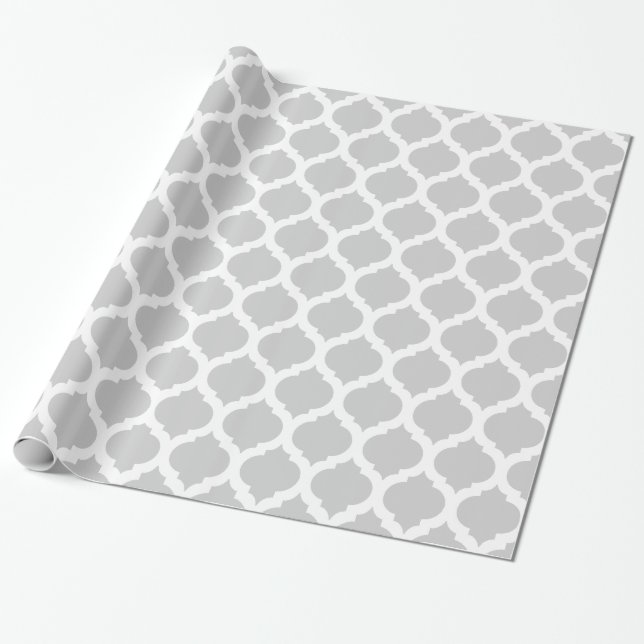 Papier Cadeau Motif marocain gris et blanc (Déroulé)