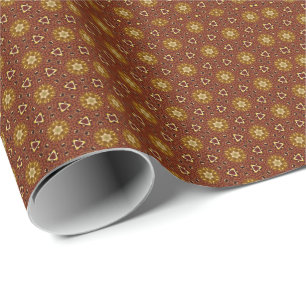 Papier Cadeau Motif Masala Brun Jaune Épicé