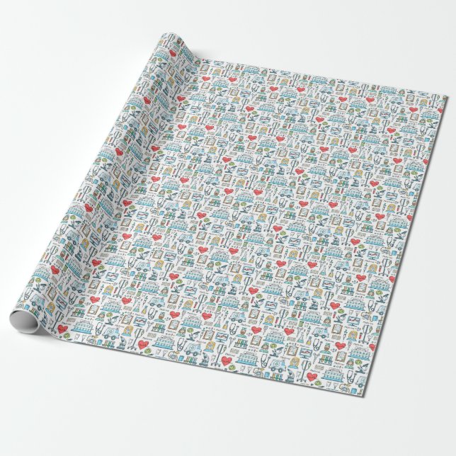 Papier Cadeau Motif Médicale de conception (Déroulé)
