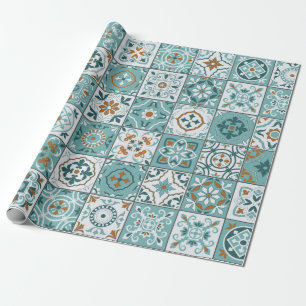 Papier Cadeau Motif méditerranéen continu de tuiles marocaines