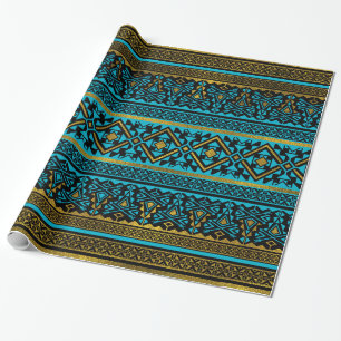 Papier Cadeau Motif mexicain de style - noir, sarcelle d'hiver