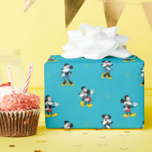 Papier Cadeau Motif Mickey & Minnie Mouse Marin Vintage