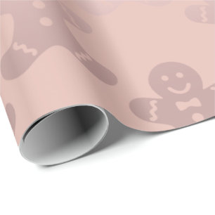 Papier Cadeau Motif mignon de bonhomme en pain d'épice d'or de