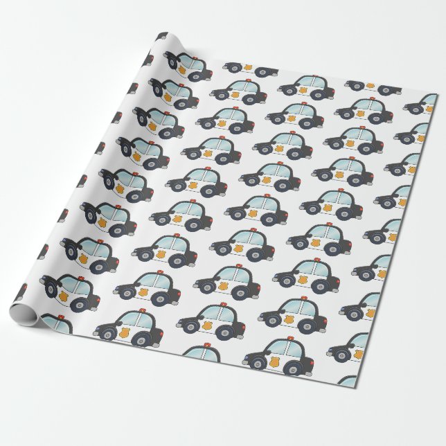Papier Cadeau Motif mignon de voiture de police (Déroulé)