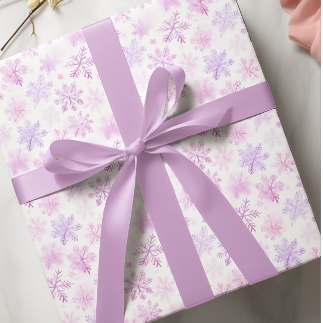 Papier Cadeau Motif mignon rose des faches de neige (Créateur téléchargé)