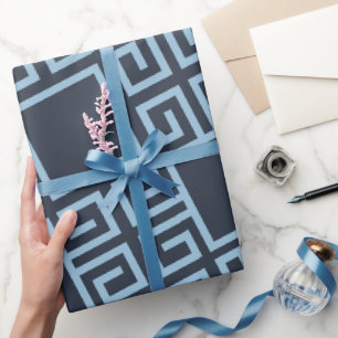 Papier Cadeau Motif minimal bleu tribal