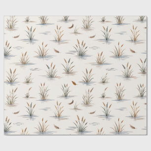 Papier Cadeau Motif minimal d'onde d'eau d'herbe de marais et de