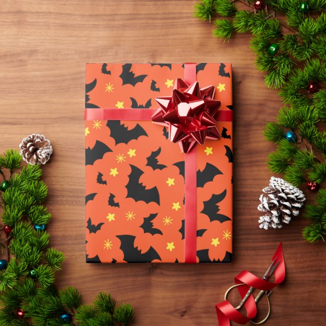 Papier Cadeau Motif minimal orange d'Halloween (Cadeau de vacances)