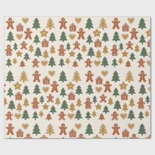 Papier Cadeau Motif minimaliste de pain d'épice