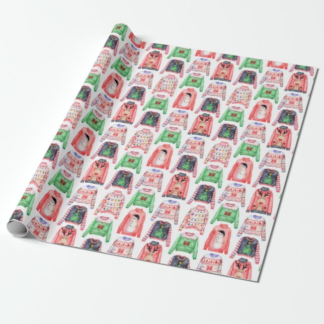Papier Cadeau Motif moche de Noël (Déroulé)