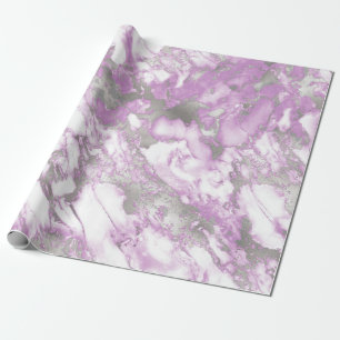 Papier Cadeau Motif moderne clair violet et marbre argenté