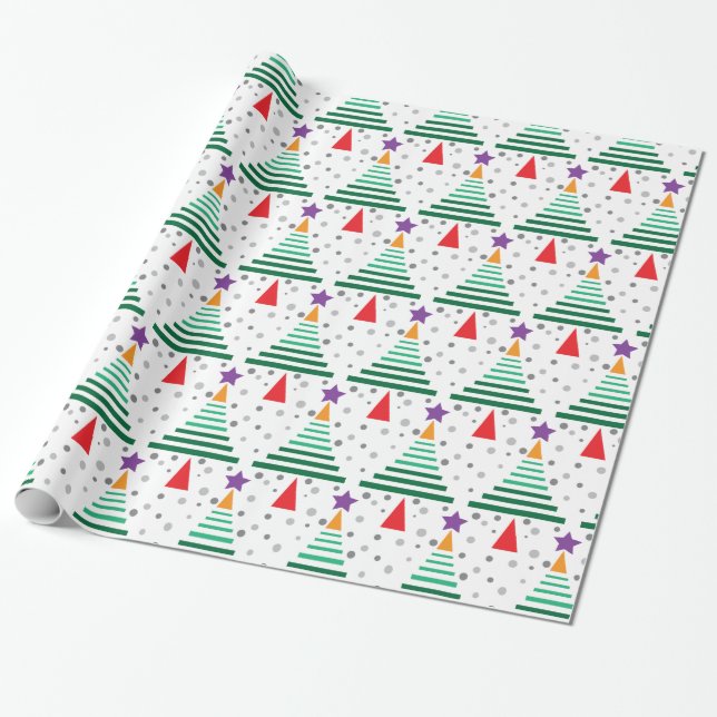 Papier Cadeau Motif moderne d'arbres de Noël (Déroulé)