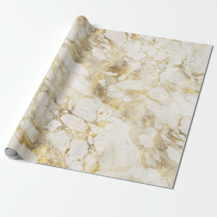 Papier Cadeau Motif moderne en marbre blanc et or