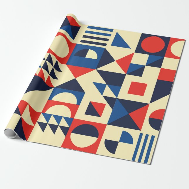 Papier Cadeau Motif moderne géométrique du milieu du siècle - 60 (Déroulé)