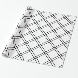 Papier Cadeau Motif moderne noir et blanc de plaid
