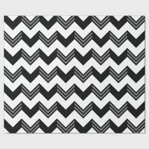Papier Cadeau Motif moderne noir, gris, blanc Zigzag Chevron