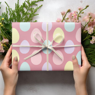 Papier Cadeau Motif moderne Pastel Oeufs colorés   Enveloppement