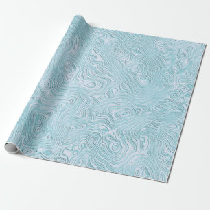 Papier Cadeau Motif moiré en soie ondulée en aqua frais