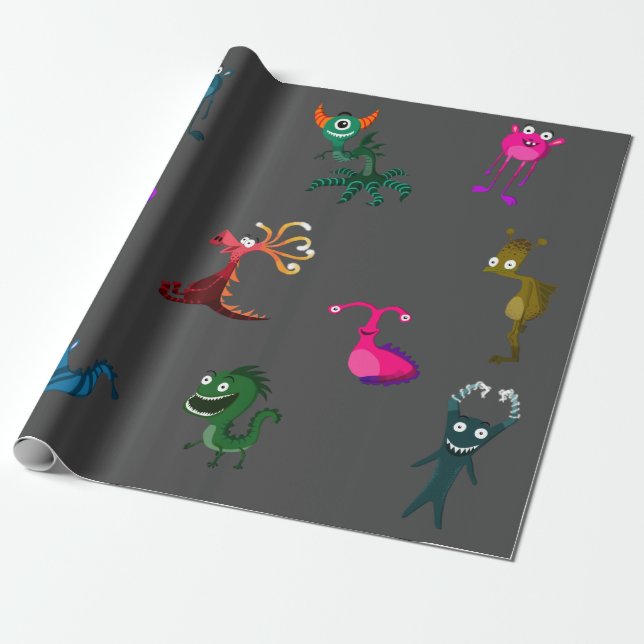 Papier Cadeau Motif Monster (Déroulé)