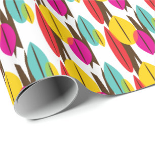 Papier Cadeau Motif multicolore abstrait de feuille rétro