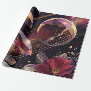 Papier Cadeau Motif Mystique Céleste Améthyste Bohème