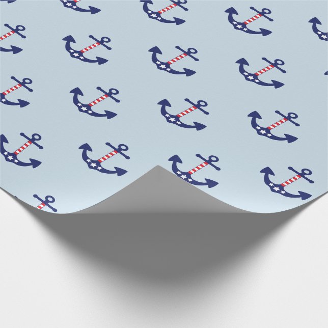 Papier Cadeau Motif nautique patriotique d'Ancre (Coin)