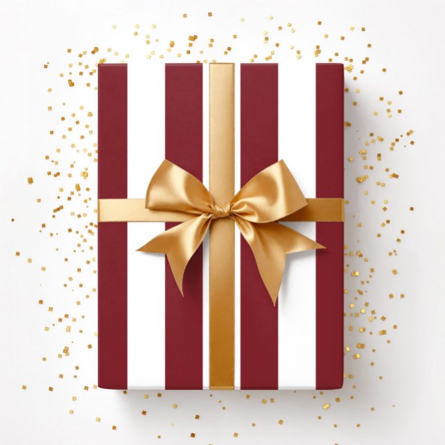 Papier Cadeau Motif Noël Rouge et Blanc (Christmas Red And White Stripes Pattern Wrapping Paper)