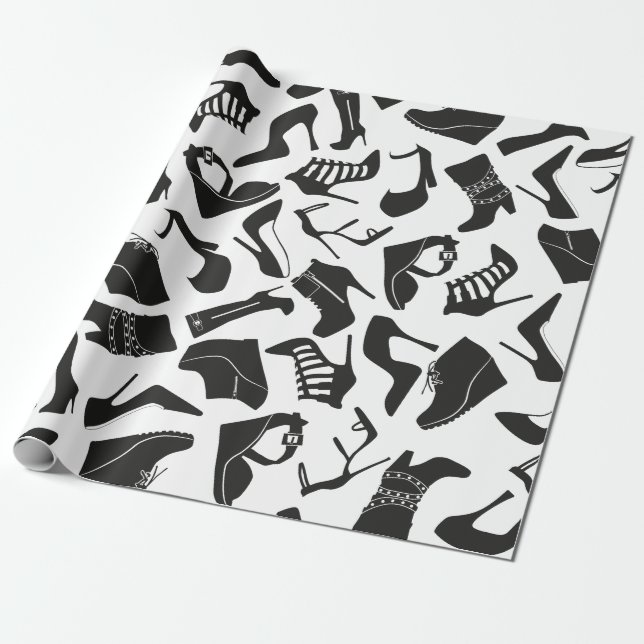Papier Cadeau Motif noir Chaussures pour femmes (Déroulé)
