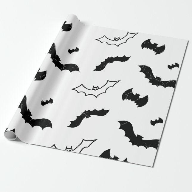 Papier Cadeau Motif noir de batte avec la texture affligée (Déroulé)